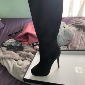 Bebe Black Suede platform stilleto boots. Brand new only worn once around house